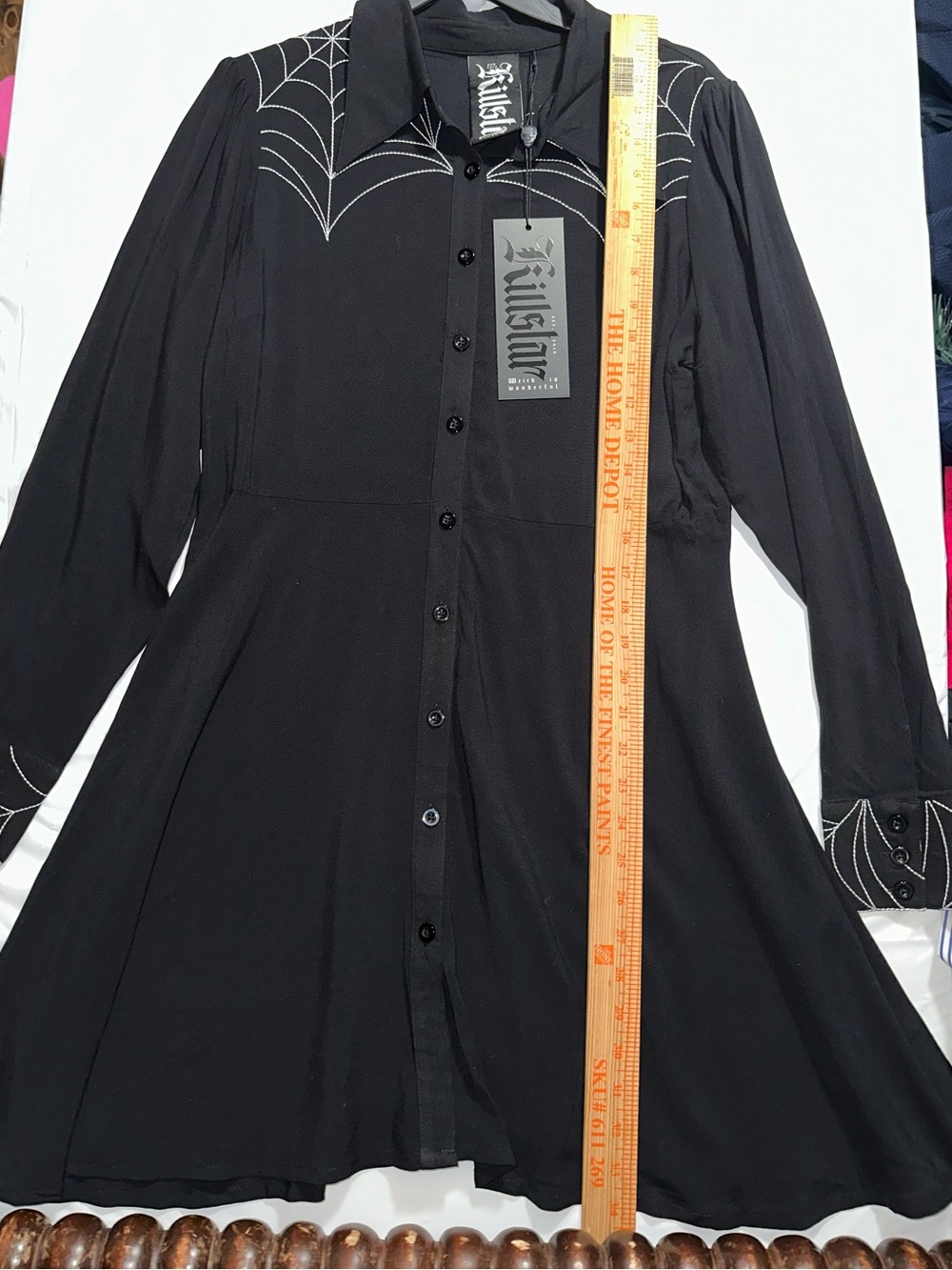 Killstar Spider Swinger Dress XL Black Spiderweb Embroidered Goth NWT - Picture 5 of 16